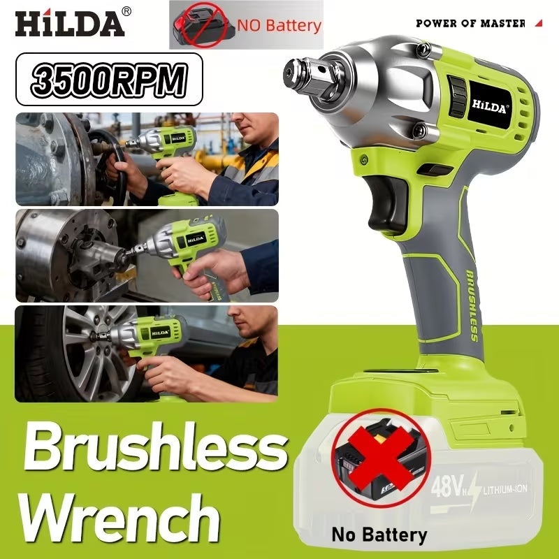 HILDA Green Cordless Impact Wrench, Designed for Makita 18V Batteries