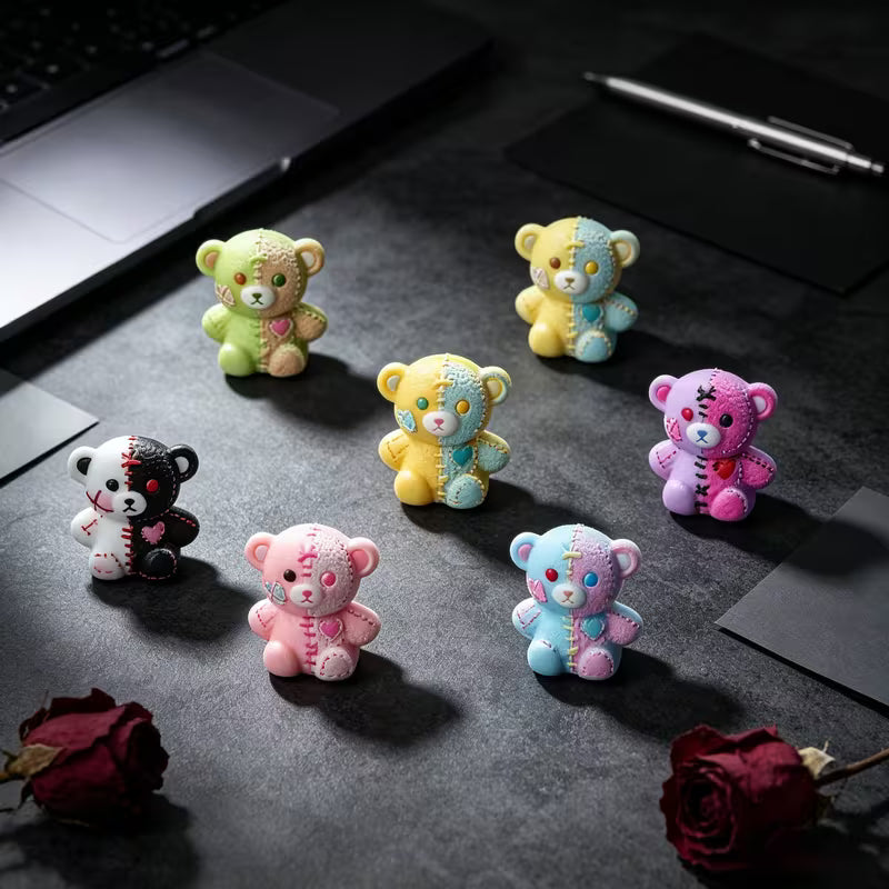 6-Piece Two-tone Resin Bear Figurines