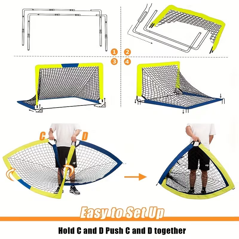2 Sets 6' X 4' Size Portable Soccer Goals for Backyard