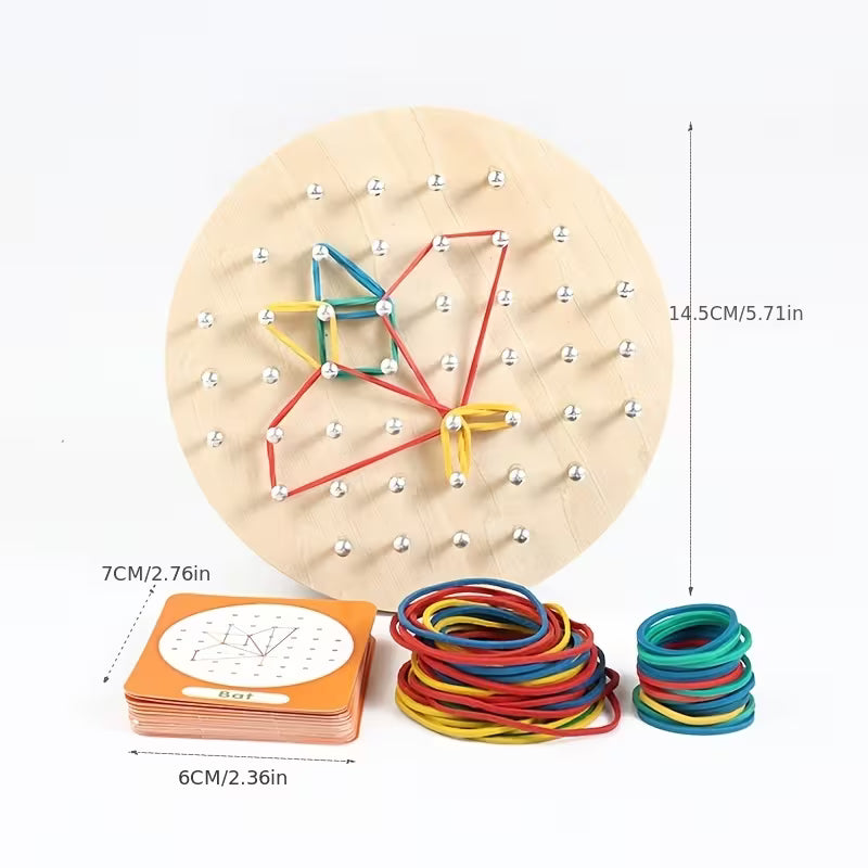 Box of Wooden Round Pegboard Puzzles