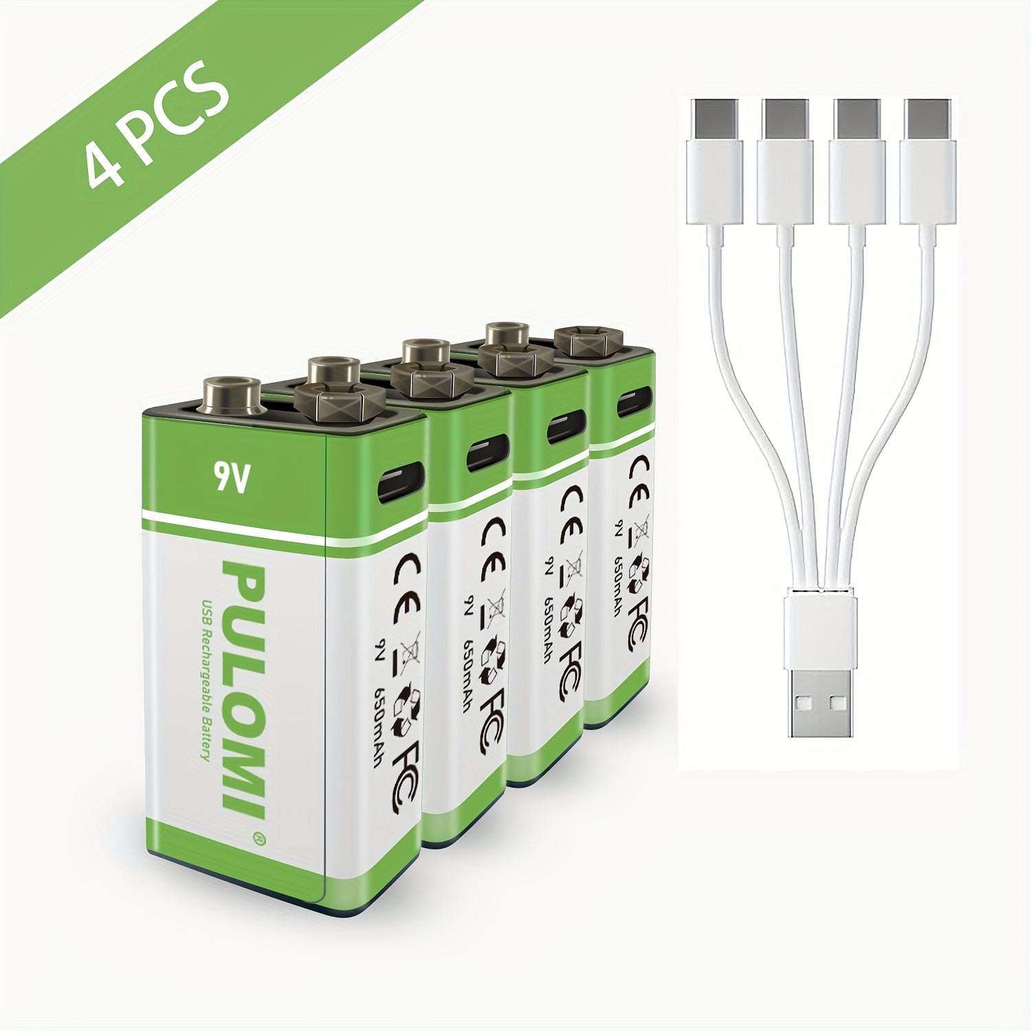 PULOMI 9V Rechargeable Lithium Batteries Set