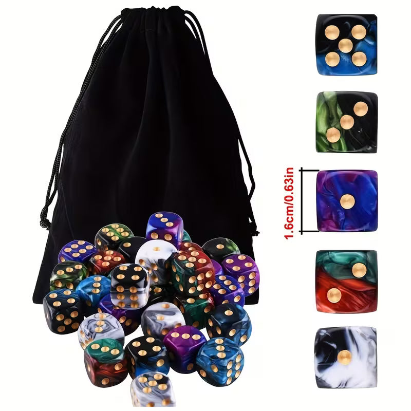 50-Piece 6 Sided Game Dice Set 5 Two Tone Colors Dice