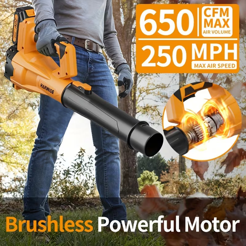 Electric Leaf Blower Cordless- 650 CFM 250 MPH, 2 X 2.0Ah Batteries & Charger