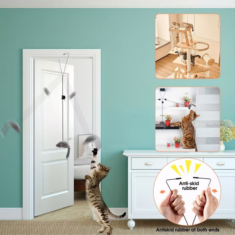 2-Piece Adjustable Hanging Cat Toy for Interactive Teasing and Playful