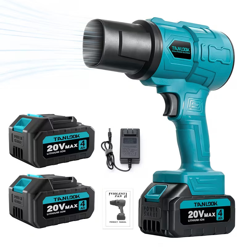 TANLOOK 20V Max Turbo Jet Cordless Air Blower with 2 Pack 4.0Ah Lithium Batteries & Fast Charger