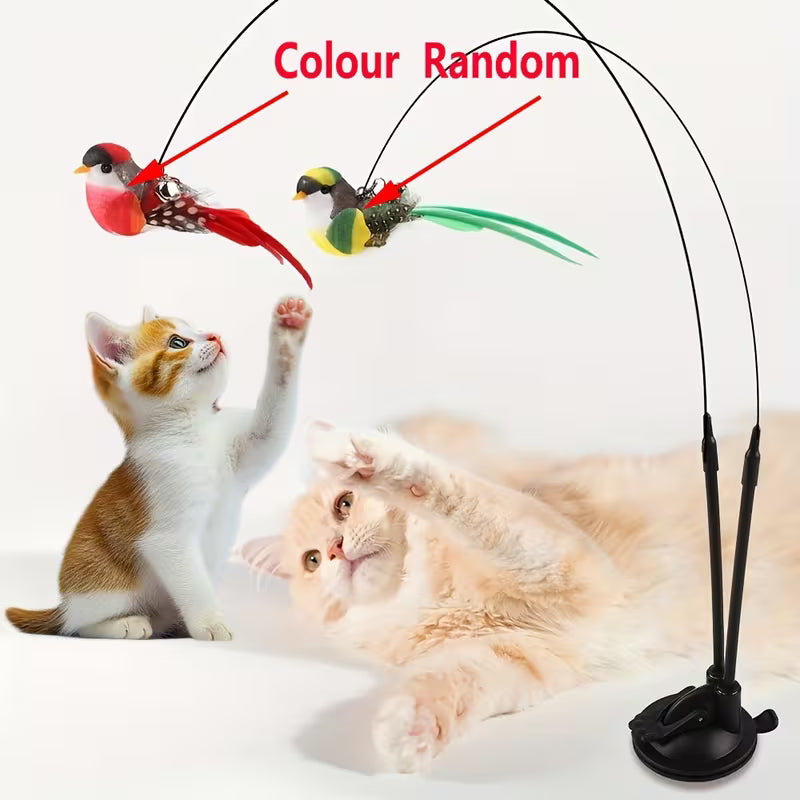 Artificial Birds, 1 Set Interactive Cat Toy: Cat Teaser, Polyester, Random Color