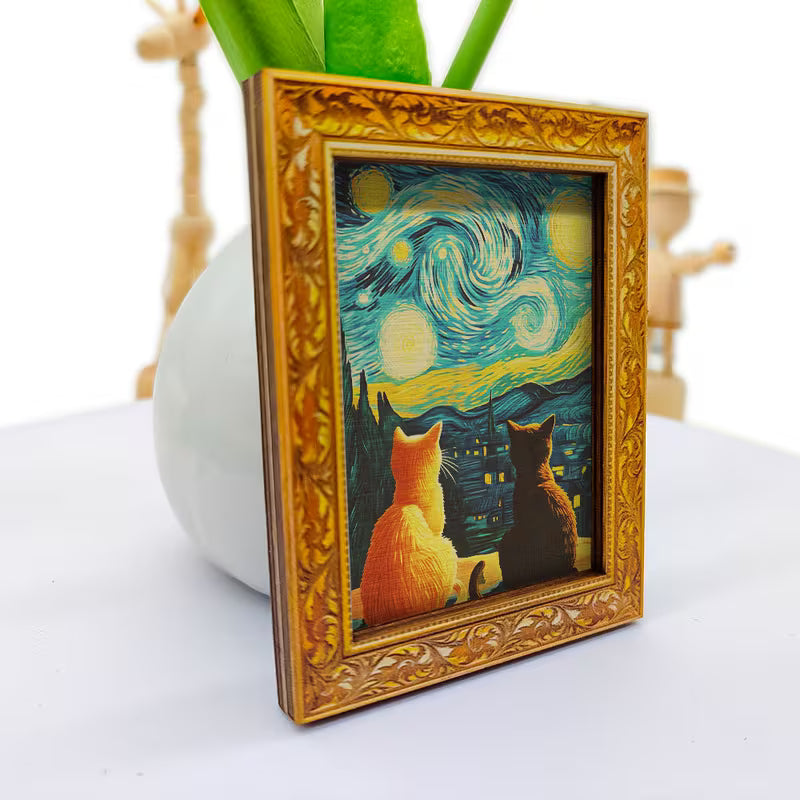 Van Gogh Starry Night Fridge Magnets - 1pc Wood Decorative Kitchen Magnets