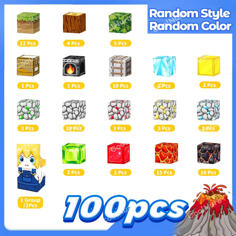 68/100/150-Piece Magnetic Building Blocks Adventure Theme Cube Set