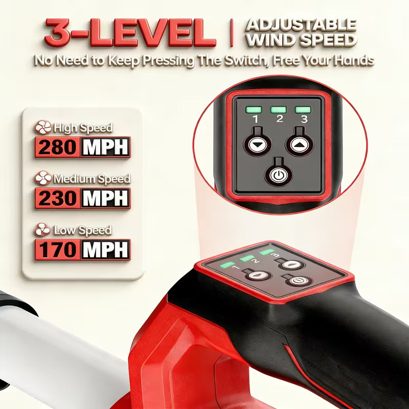 Cordless Brushless Electric Leaf Blower, Red