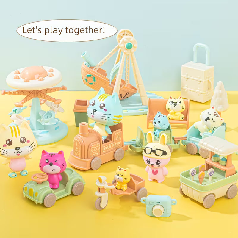 Simulation Pet Playing House Educational Toy Cat Doll Amusement Park