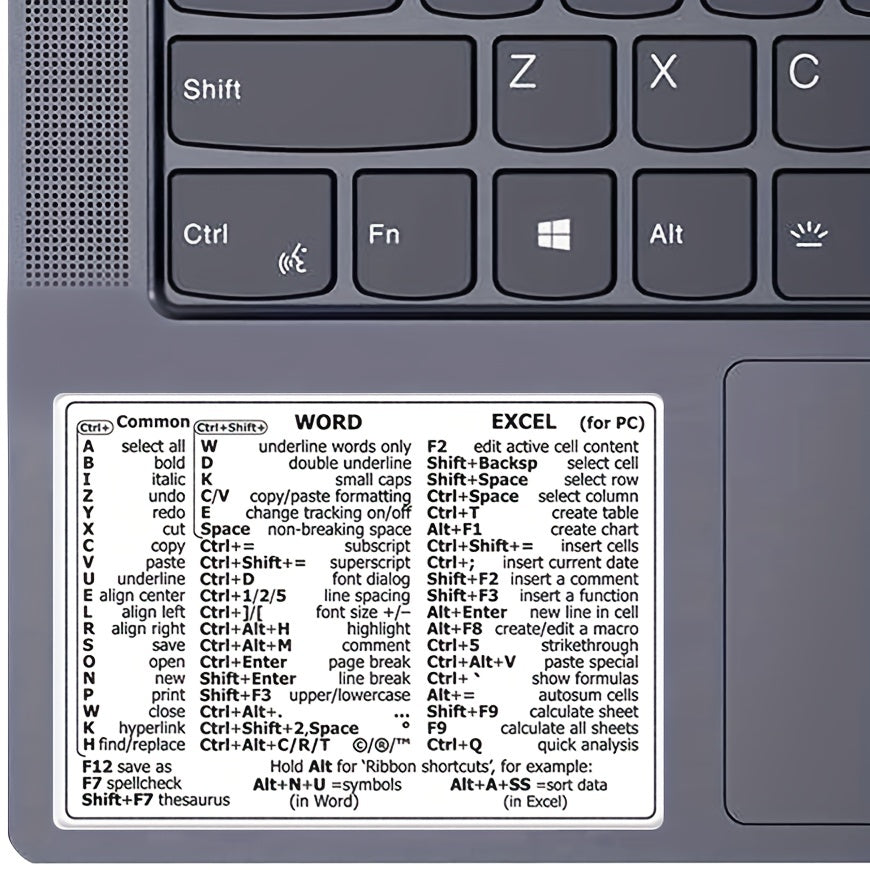 Keyboard Shortcut Reference: Word and Excel Shortcut Stickers