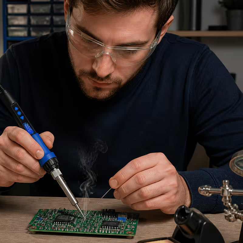 80W Electric Soldering Iron 908D American Standard LED Digital Display with Tin Wire Soldering Set