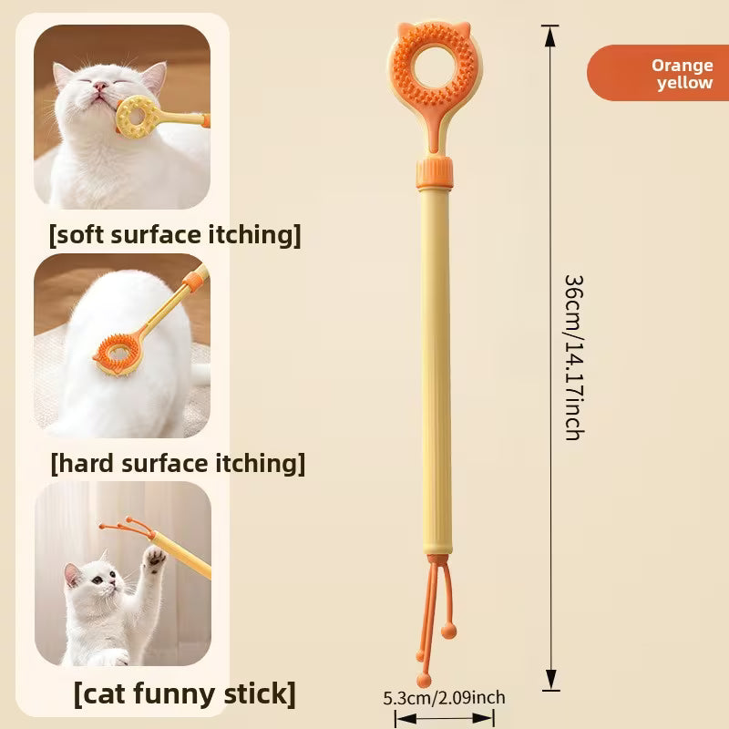 1pc (Three Colors Available) Cat 3-In-1 Retractable Grooming Tool, Double-Sided Set