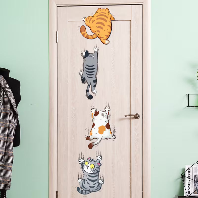 1 Set of Cute and Fun Cat Climbing Stickers, Cartoon and Funny Cat Decorative Stickers, Adding