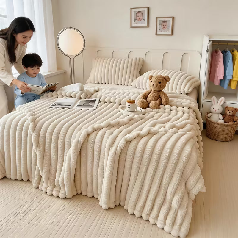 Luxury Plush Imitation Rabbit Fur Blanket - Ultra-Soft, Lightweight, Material Safety Kids Blanket