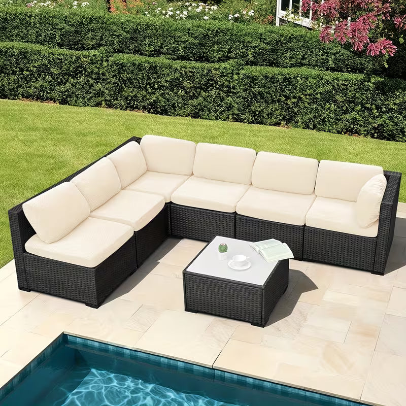 12/14pcs T-Type Jacquard Outdoor Sofa Cushion Cover Set, Backrest Cover + Seat Cushion Cover