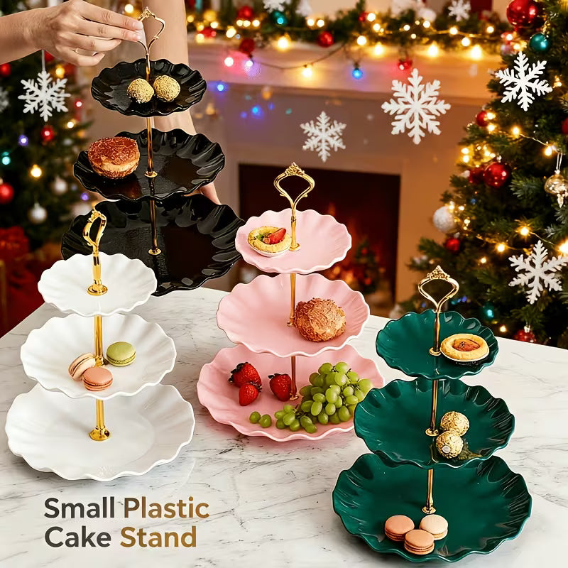 Detachable Lightweight Plastic Dessert Display Stand - Elegant 3-Tier Cake Stand for Layered