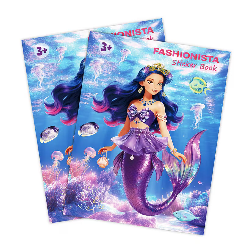 Mermaid Fun Coloring Sticker Set- 20 Coloring Pages& 6 Transparent