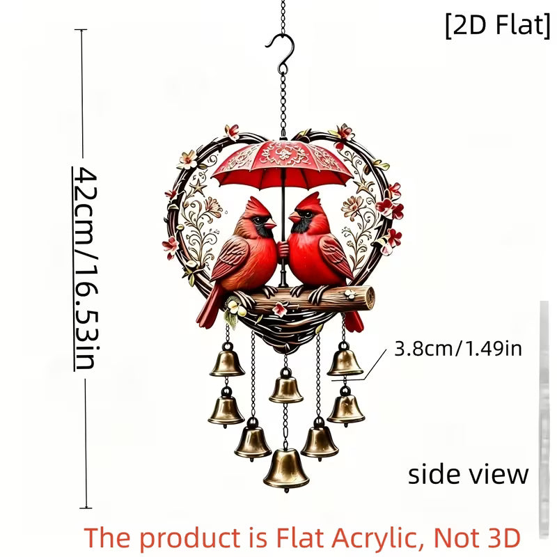 A Large Cardinal Wind Chime, Metal