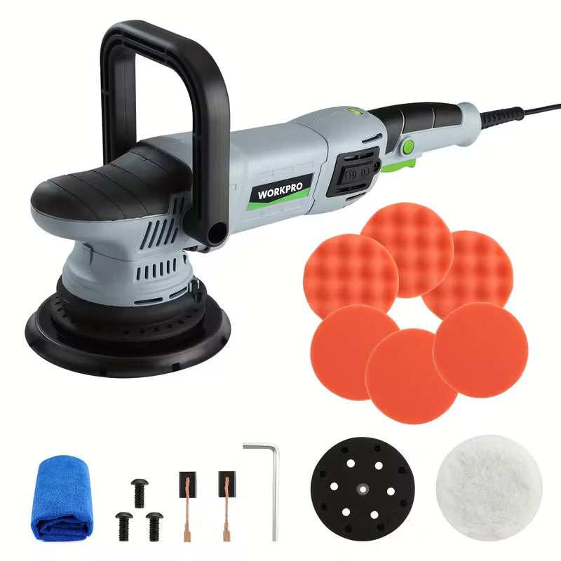 WORKPRO Buffer Polisher, 6-inch 1080W Dual Action Random Orbital Polish Kit for Car Detailing