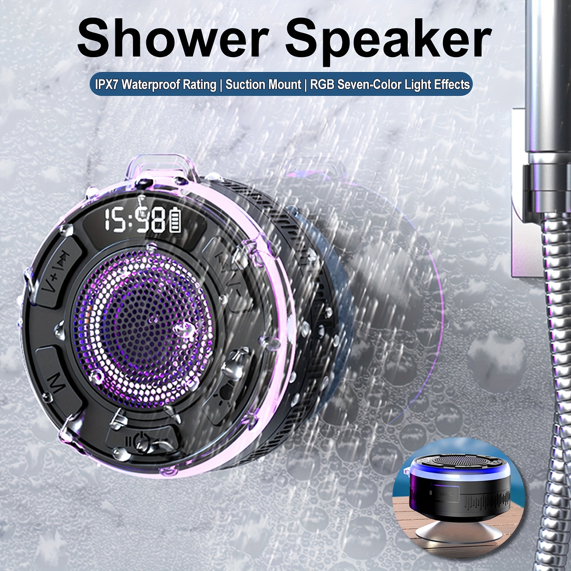 Wireless Shower Speaker - IPX7, Portable Speaker, 5W 45mm Dynamic