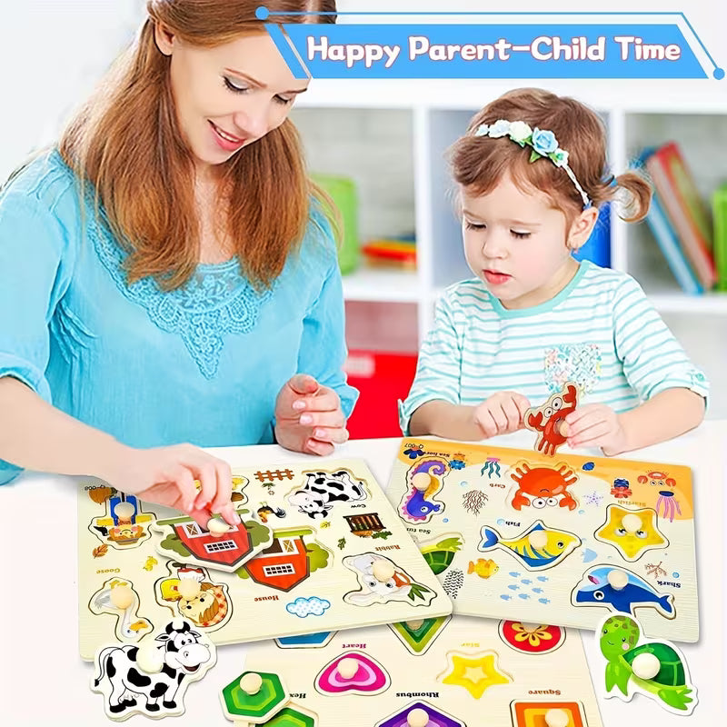 4-Piece Wooden Puzzle Set for Children