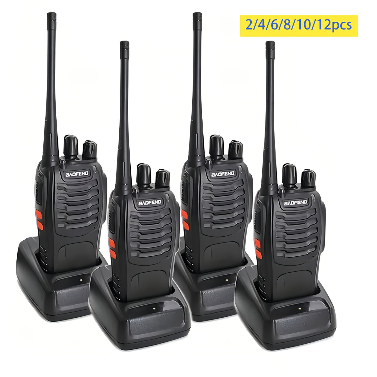 2/4/6/8/10/12-Piece Baofeng 16CH UHF Walkie Talkies 5W