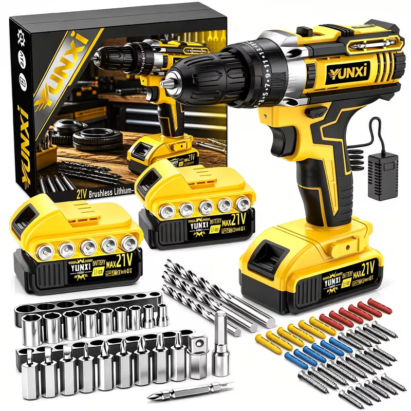 2026 New 21V Cordless Drill Set with Tool Box, 2.0Ah Battery & Fast Charger