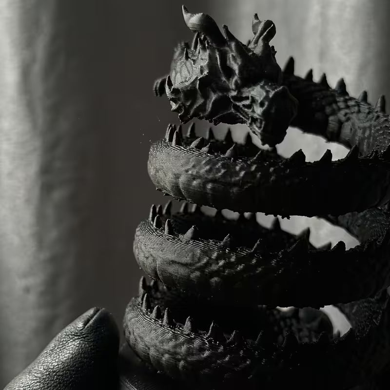 Single-Pack Creative 3D Printed Dragon Ornament, Cool Desktop, Black