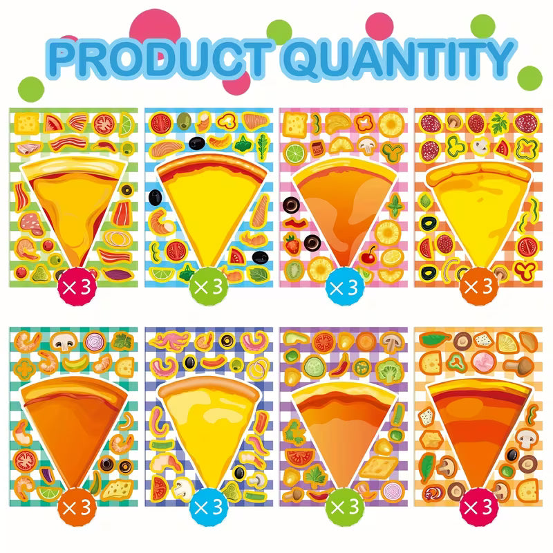 24-Piece Colorful Kids' Pizza Stickers