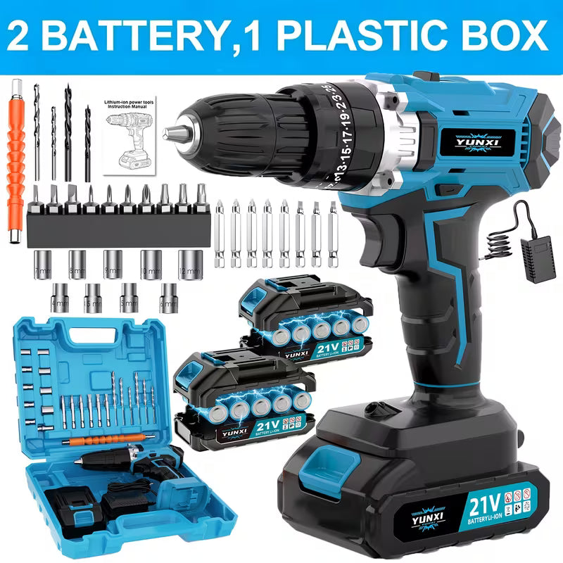21V Blue Electric Impact Drill, Long-lasting Battery Life, Ceramic, Blue