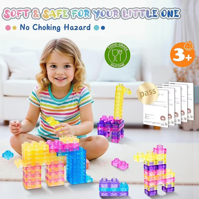40-Piece Sensory Soft Building Blocks 3+ Kids Squishy Stacking Toy Set