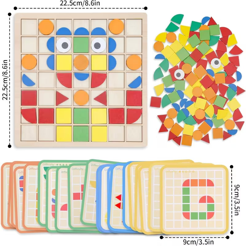 Wooden Mosaic Puzzle Geometric Shape Blocks