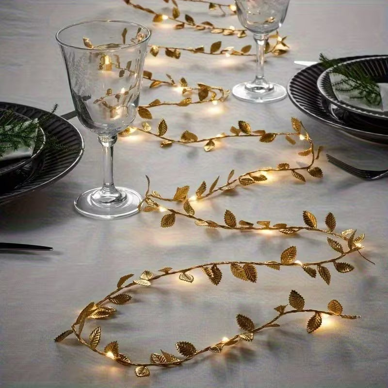 78.74inch/20LED 3m/30LED Golden Leaf Garland Fairy Lights, Warm, White