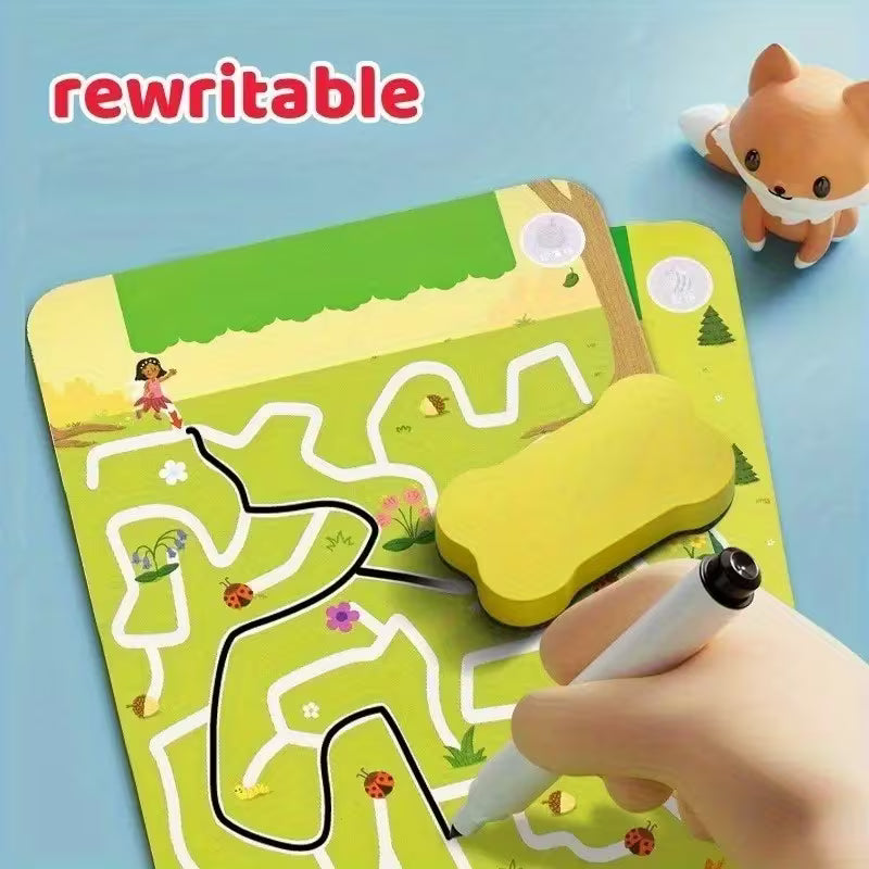30 Pages Children's Maze Workbook with 2 Pens