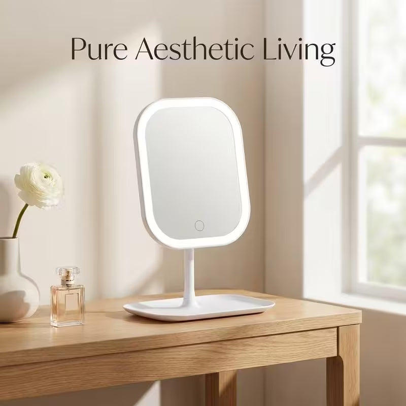 New LED Makeup Mirror, Three-Color Soft Light, Stepless Dimming Fill Light Mirror, with Tray