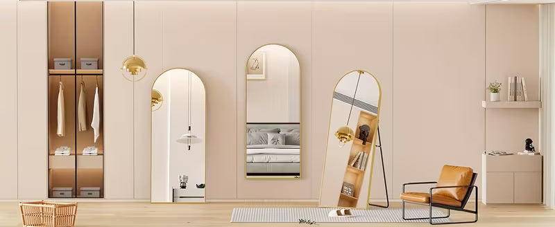 LED Lighted/Not-LED Lighted Full-Length Mirror with Arched/Rect Top