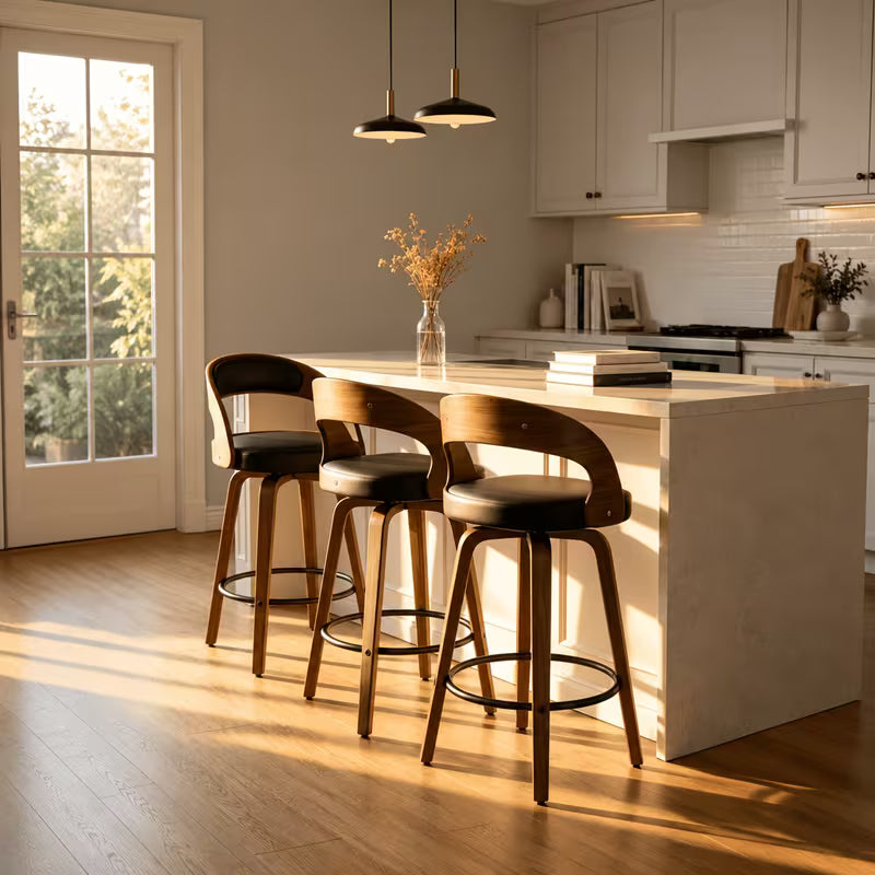 Modern 26" Counter Height Bar Stools Set, Wood