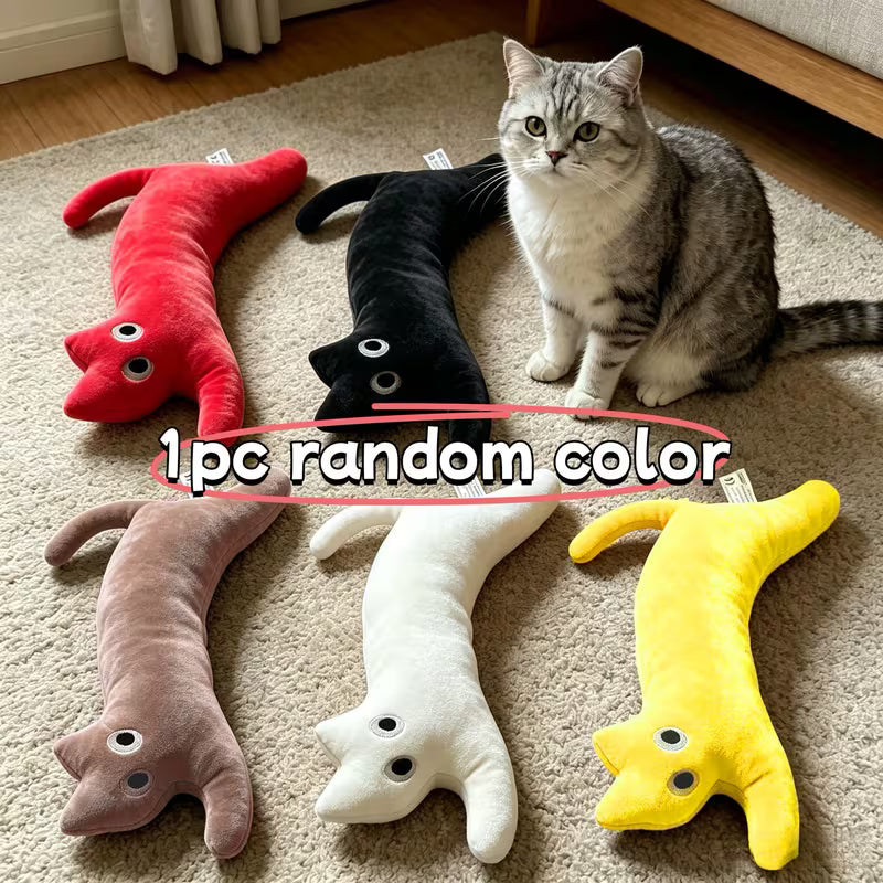 2pcs/1pc Cat-Shaped Pillow "Embraceable And Sound-Producing" Cat And Dog Sound-Producing Set, Random Color