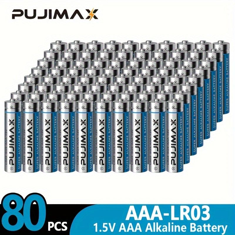 PUJIMAX AAA 1.5V Alkaline Batteries, 20-Pack, 40-Pack, 80-Pack Bulk Packaging
