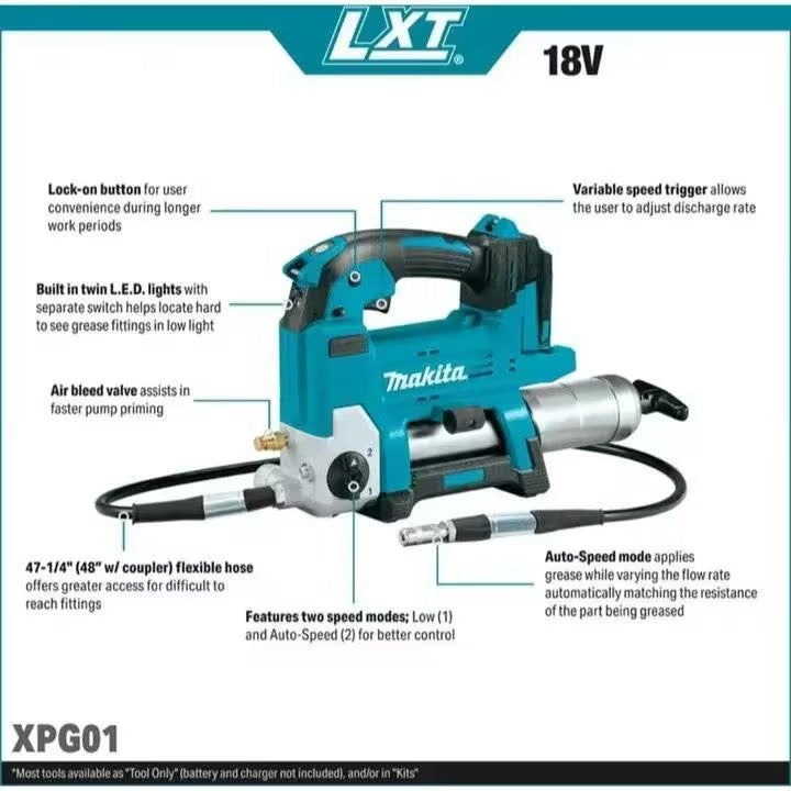 Makita XPG01Z 18V LXT® Lithium-Ion Grease Gun, Tool Only