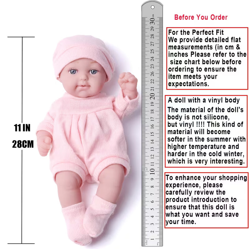 DOLL MEET 11-inch Newborn Baby Doll with 3D Eyes