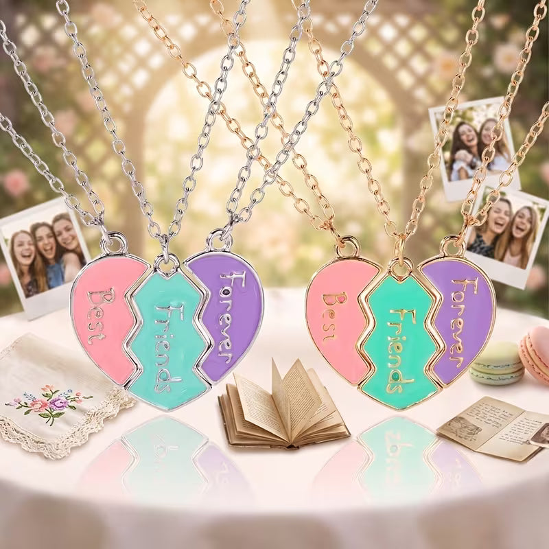 6pcs Sweet Wind Women'S Splicing Love Necklace, Gold-Colored Enamel Necklace Anti-Allergy