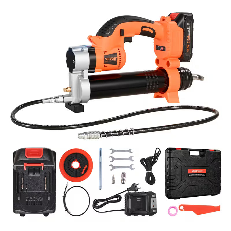 VEVOR Cordless Grease Gun 20V Grease Gun Kit with 2.0 Ah Battery 35.4-inch Hose