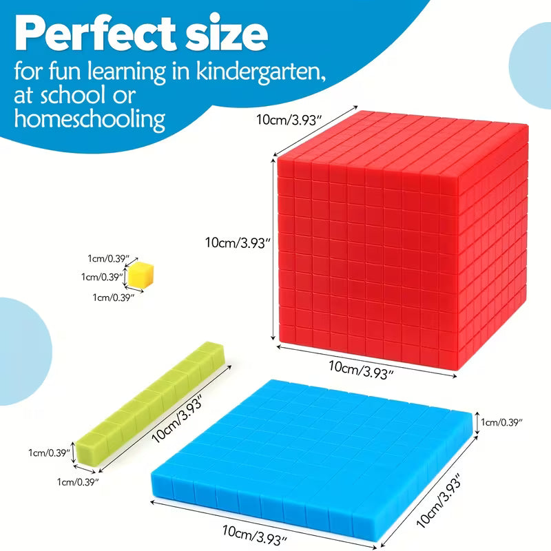 136-Piece Colorful Base Ten Blocks & Activities Set