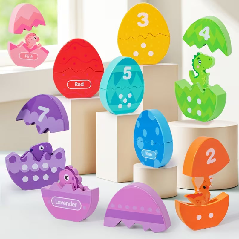 Wooden Dinosaur Egg Color and Number Matching Toy