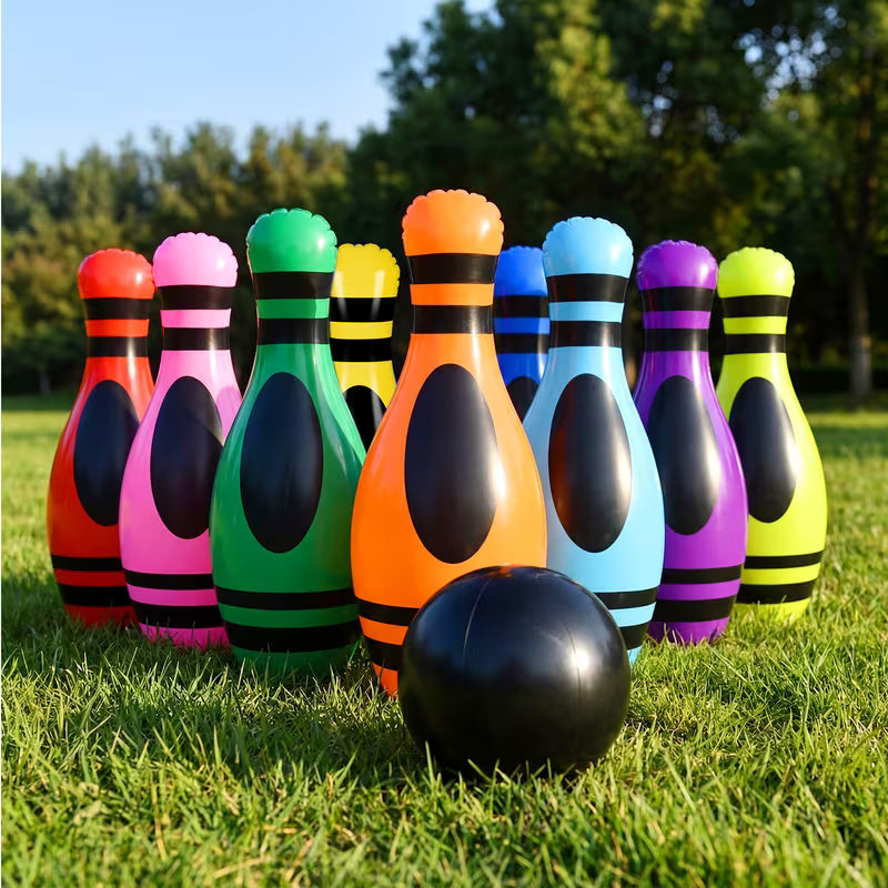 11-Piece Enormous Inflatable Crayon Outdoor Bowling Set