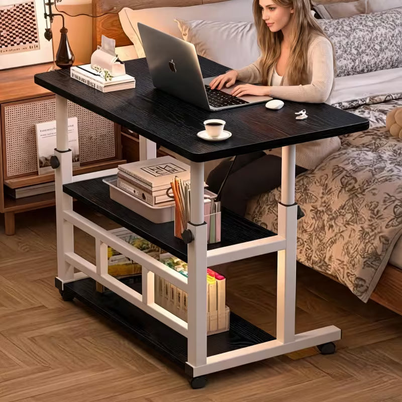 Extra-large Three-tier Wheeled Office Computer Desk, 23.62inch/31.5inch/47.24inch