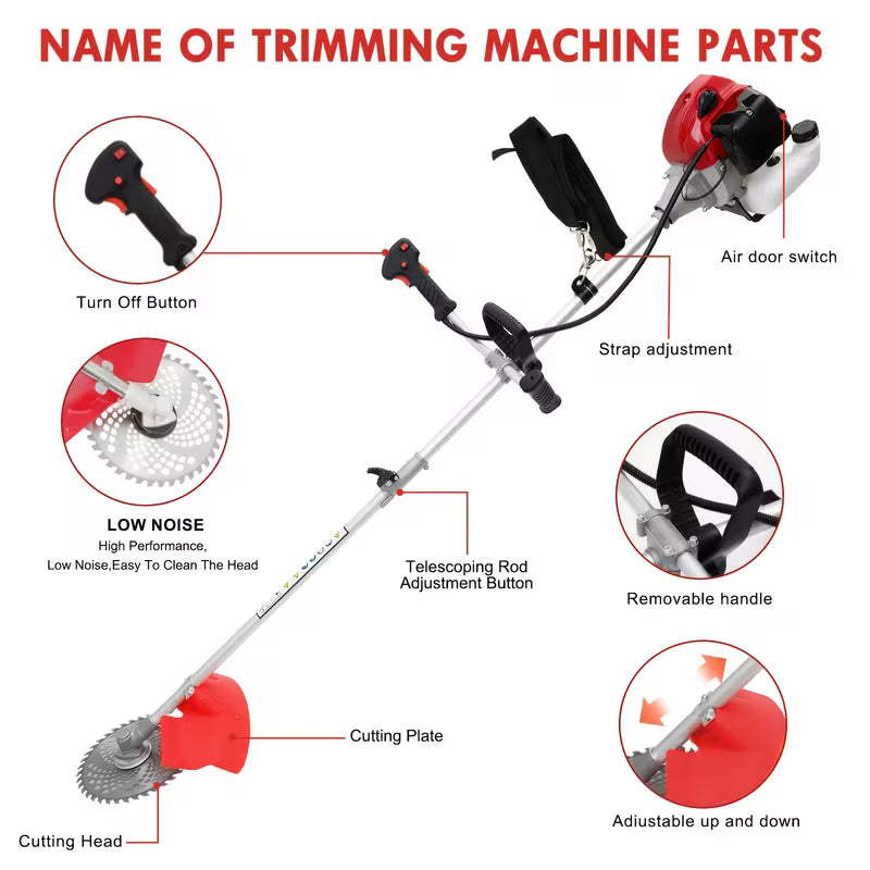 4-In-1 Gas Weed Eater 58Cc 2-Stroke, Gas Powered Grass Trimmer And Brush Cutter