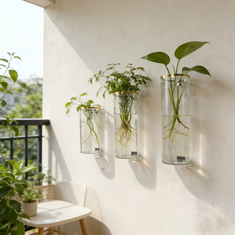 Multi-Size Transparent Cylindrical Planter, Upgrade Wall-Mounted Planter, Clear PET Vase